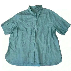 Carolyn Donnelly The Edit Blue Button Up Blouse Top Size US 14 EU 46